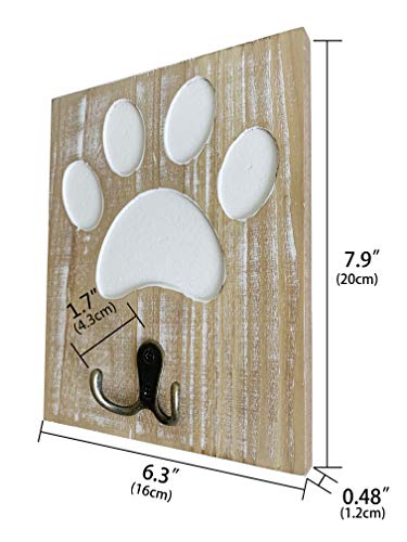 dwellington Wood Dog Leash Holder Farmhouse Wall Mounted Leash Hooks Dog Paw Leash Hanger Key Hook