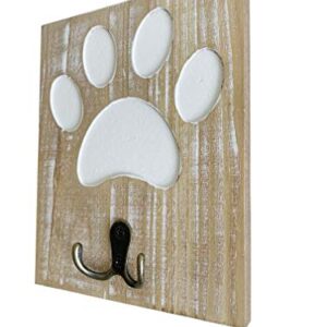 dwellington Wood Dog Leash Holder Farmhouse Wall Mounted Leash Hooks Dog Paw Leash Hanger Key Hook