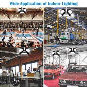 ZJOJO Garage Light 2 Pack 80W 9600LM Led Shop Light 6000K,Garage Lights Ceiling Led with 3 Adjustable Panels,Shop Lights for Garage Led Super Bright,E26 Base Ideal for Workshop/Attic/Barn/Basement