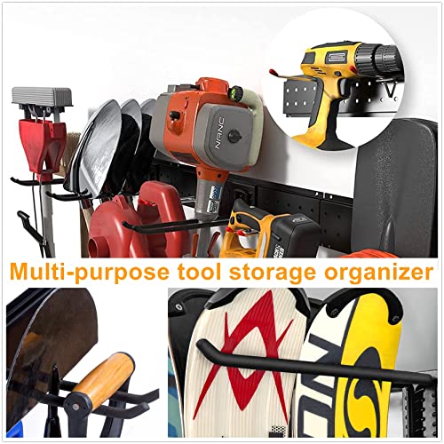 TORACK Wall Mount Tool Organizer, Garage Tool Hanger, Heavy Duty Garden Tool Storage Organization System for Yard Tools, Shovels, Brooms, Mops, Ski Rack for Garage Wall Holds Up to 600lbs