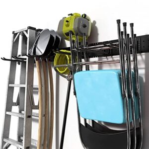 TORACK Wall Mount Tool Organizer, Garage Tool Hanger, Heavy Duty Garden Tool Storage Organization System for Yard Tools, Shovels, Brooms, Mops, Ski Rack for Garage Wall Holds Up to 600lbs