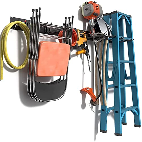 TORACK Wall Mount Tool Organizer, Garage Tool Hanger, Heavy Duty Garden Tool Storage Organization System for Yard Tools, Shovels, Brooms, Mops, Ski Rack for Garage Wall Holds Up to 600lbs