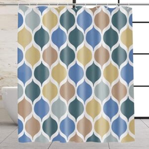 vega u moroccan fabric shower curtain for bathroom, geometric themed bath decor with hooks, 72x72 inch