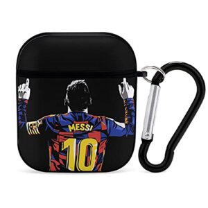 apple bluetooth headset cover football player soccer superstar messi airpods case 1&2 comes with a key chain, compatible with wired charging, personalized and customized patterned prints, and shock-re