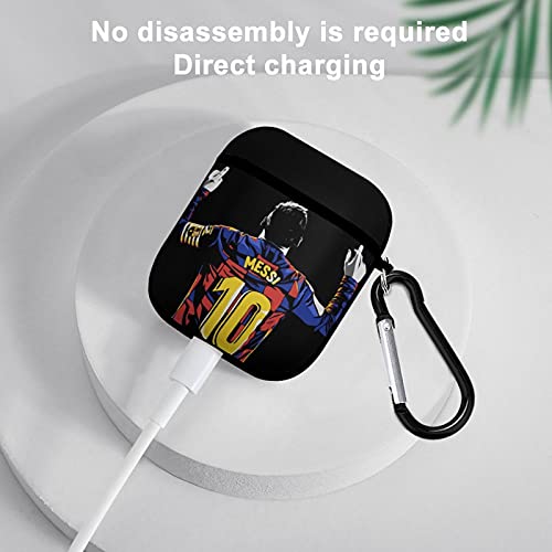 Apple Bluetooth Headset Cover Football Player Soccer Superstar Messi AirPods Case 1&2 comes with a key chain, compatible with wired charging, personalized and customized patterned prints, and shock-re
