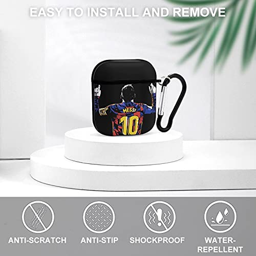 Apple Bluetooth Headset Cover Football Player Soccer Superstar Messi AirPods Case 1&2 comes with a key chain, compatible with wired charging, personalized and customized patterned prints, and shock-re