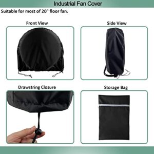 ELONGRIVER Industrial Fan Cover,Waterproof&Dustproof Cover for 20” High Velocity Floor Fan, Household Fan Cover For Outdoor in Heavy Duty Material