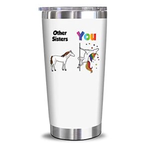 sister gifts from sister, brother - birthday gifts for sister - mothers day gifts for sister, soul sister, big sister, little sister, sister in law, sibling, bestie, bff, women - 20 oz tumbler