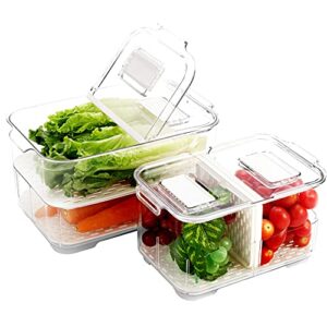 refsaver produce container bins for refrigerator fruit storgae container with foldable lid fridge produce saver with removable drain tray vegetable baskets for kitchen