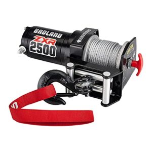 hft badland atv utility winch with wire rope and wireless remote control zxr 2500 lb. badland