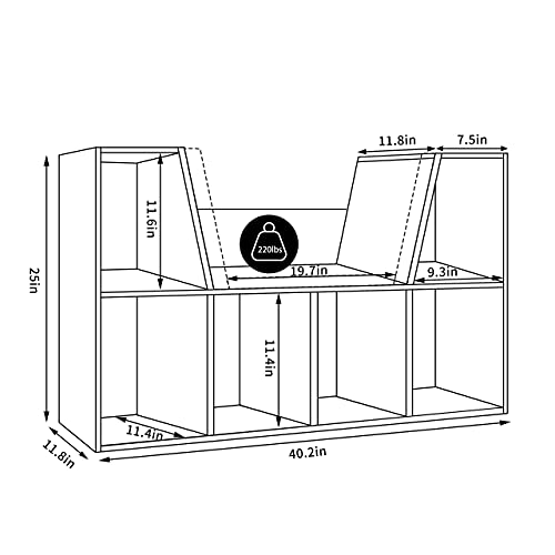 MUPATER Kids Reading Nook Organizer with Storage Bookshelf and Detachable Cushions, 6-Cubby Bookcase Cabinet for Kids Room and Bedroom, White