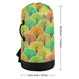 Happy Thanksgiving Tree Laundry Bag Heavy Duty Laundry Backpack with Shoulder Straps Handles Travel Laundry bag Drawstring Closure Dirty Clothes Organizer For College Dorm, Apartment, Camp Travel