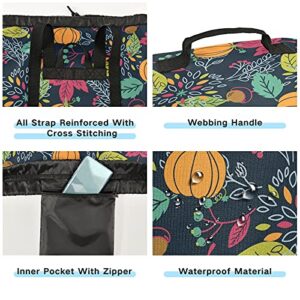 Autumn Fall Leaves Pumpkins Laundry Bag Heavy Duty Laundry Backpack with Shoulder Straps Handles Travel Laundry bag Drawstring Closure Dirty Clothes Organizer For Apartment College Dorm Laundromat