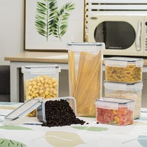 Airtight [14 Pcs] Food Storage Containers Set, Convenient Size Containers, Kitchen Storage, Pantry Organization, Pantry Storage for all kind of foods, Free reusable labels, marker & measuring spoons