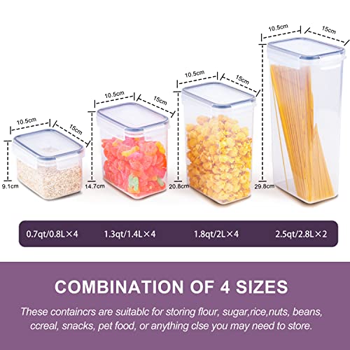 Airtight [14 Pcs] Food Storage Containers Set, Convenient Size Containers, Kitchen Storage, Pantry Organization, Pantry Storage for all kind of foods, Free reusable labels, marker & measuring spoons