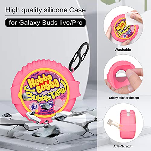 for Galaxy Buds Live/Galaxy Buds Pro Case Cover (2021), AIBEAMER Shockproof Silicone Protective Cute Cover 3D Cartoon Anime Design for Samsung Galaxy Buds 2(2021) Charging Case (Bubble Gum Case)