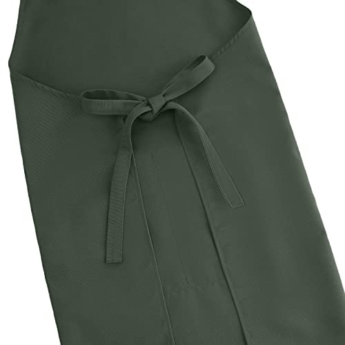 LOYGLIF Apron for Men Women with Adjustable Straps and Large Pockets, Canvas Cotton Cooking Kitchen Chef Bib Aprons Waterproof Green