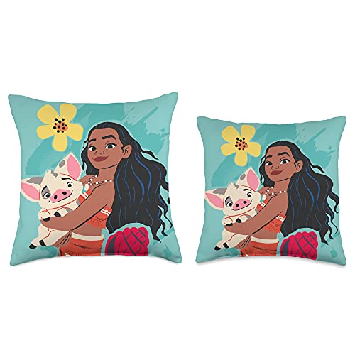 Disney Princess Moana and Pua Teal Throw Pillow, 16x16, Multicolor