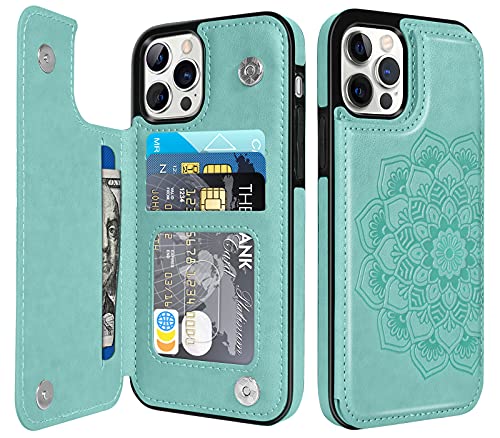 BENTOBEN iPhone 12 Pro Max Case, iPhone 12 Pro Max Wallet Case, PU Leather Heavy Duty Rugged Card Holder Shockproof Flip Folio Phone Case Cover for iPhone 12 Pro Max 6.7", Green