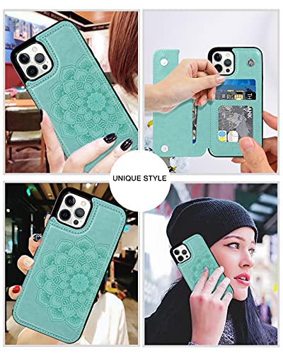 BENTOBEN iPhone 12 Pro Max Case, iPhone 12 Pro Max Wallet Case, PU Leather Heavy Duty Rugged Card Holder Shockproof Flip Folio Phone Case Cover for iPhone 12 Pro Max 6.7", Green