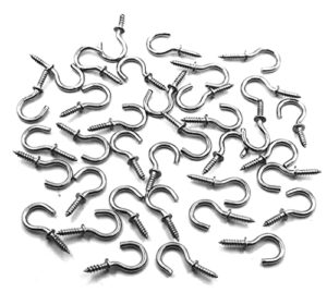 idealsv 50 pcs (304) stainless steel screw ceiling hooks 5/8 inch small cup hook screw-in light hooks outdoor and indoor hanging