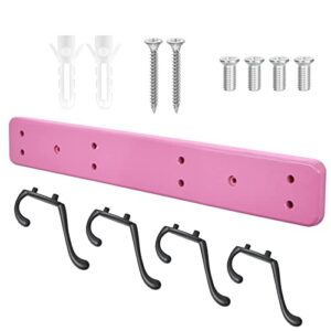 Wall Mounted Coat Rack Ethuh Rustic Wall Hook Solid Wood Hat Hanger Entryway Hanging Coat Rack4 Silver Metal for Entryway, only 1screws to Hold The Hooks Rack (Pink Black)