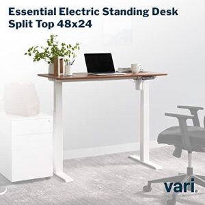 Vari Essential Electric Standing Desk 48" x 24" (VariDesk) - Electric Height Adjustable Desk - Home or Office Standing Desk - Sturdy Adjustable Standing Desk - Split Top Sit Stand Desk - Hazel Wood