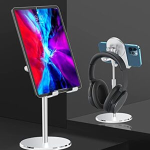 KU XIU Tablet Stand Holder, Phone Stand for MagSafe Charger, Headphone Stand 3 in 1 Adjustable Aluminum Stand for iPhone 13 12, iPad, Tablet, Kindle, Switch, AirPods, Sony, Bose(No Included Magsafe)