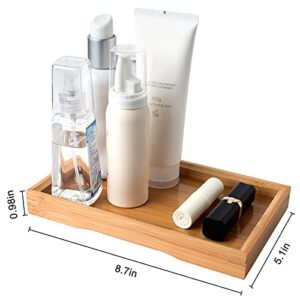 Qtip Holder Dispenser with Bamboo Vanity Tray, Acrylic Apothecary Jars Bathroom Canisters for Cotton Ball Pad Round Swab