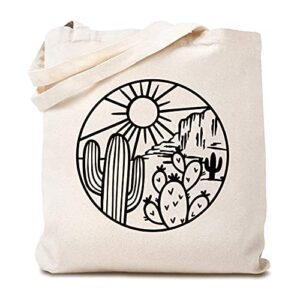 cute desert cactus canvas tote bag desert adventure lover reusable shopping bag for women funny gift