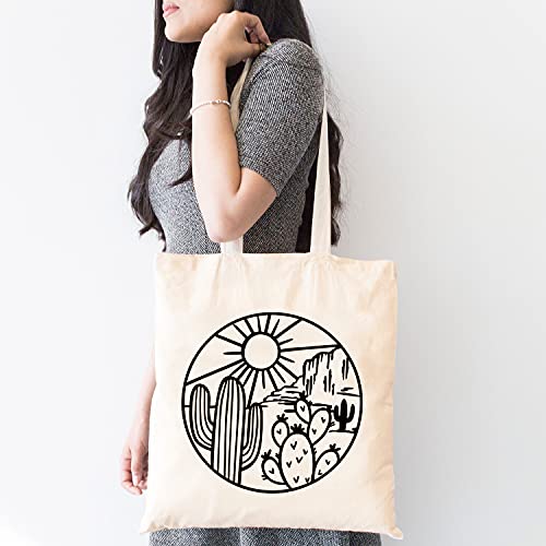 Cute Desert Cactus Canvas Tote Bag Desert Adventure Lover Reusable Shopping Bag for Women Funny Gift