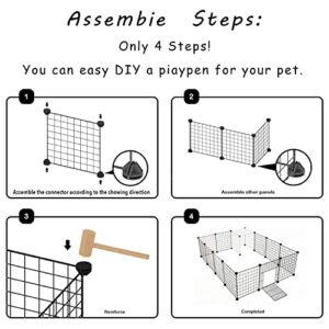 Kilodor Pet Playpen, Small Animal Cage Indoor with Door, 16 Panels DIY Metal Yard Fence, Indoor House for Guinea Pig, Kitten, Rabbit, Bunny, Puppy