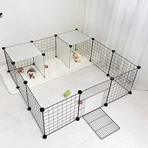 Kilodor Pet Playpen, Small Animal Cage Indoor with Door, 16 Panels DIY Metal Yard Fence, Indoor House for Guinea Pig, Kitten, Rabbit, Bunny, Puppy