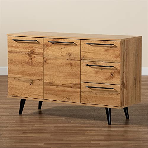 Baxton Studio Radley Oak Brown Finished Wood 3-Drawer Sideboard Buffet