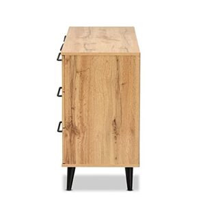 Baxton Studio Radley Oak Brown Finished Wood 3-Drawer Sideboard Buffet