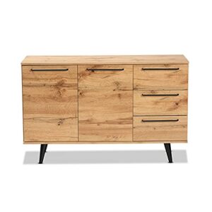 Baxton Studio Radley Oak Brown Finished Wood 3-Drawer Sideboard Buffet