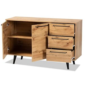 Baxton Studio Radley Oak Brown Finished Wood 3-Drawer Sideboard Buffet