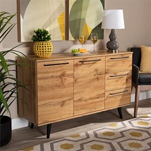 Baxton Studio Radley Oak Brown Finished Wood 3-Drawer Sideboard Buffet