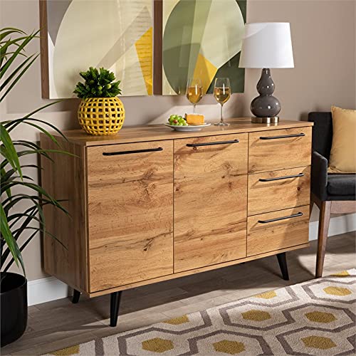 Baxton Studio Radley Oak Brown Finished Wood 3-Drawer Sideboard Buffet