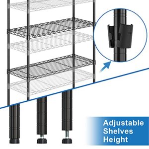 SZQINJI 4-Shelf Storage Wire Shelves Heavy Duty 4 Tiers Standing Shelving Units Adjustable Metal Organizer Wire Rack, Black