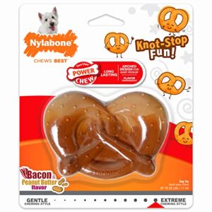 nylabone pretzel dog toy - power chew dog toy for aggressive chewers - bacon & peanut butter small/regular (1 count)