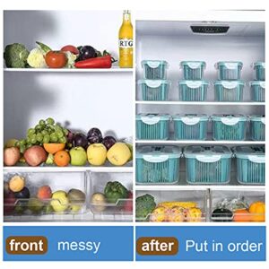 5 Pack Produce Saver Refrigerator Organizer Bins, 3-in-1 Multifunctional Draining Crisper with Strainers, Fresh-Keeping Container Storage Containers for Produce, Fruits, Vegetables, Meat and Fish (5)