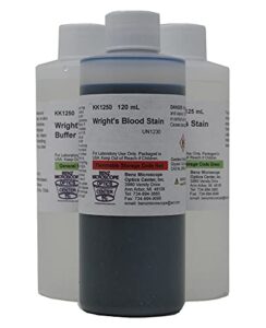 benz microscope wright's stain set, includes 120 ml stain and 250 ml buffer.