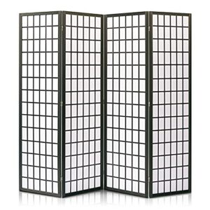 serenelife classic japanese screen room divider - portable freestanding indoor decorative 4-panel room divider, room separator, folding privacy screen, dressing area, office - serenelife slrdd4