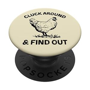 cluck around and find out funny chicken adult humor popsockets swappable popgrip