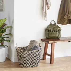 deco 79 seagrass handmade storage basket with handles, 21" x 18" x 18", brown