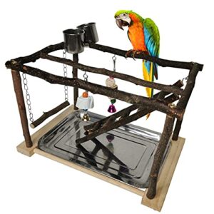 tfwadmx parrots playstand bird play gym cockatiel playground wood perch stand climb swing ladders chewing toys with feeding cups exercise activity center for conure cockatiel lovebirds