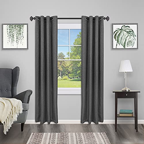 Interior Living 66-120 in. Adjustable Soft Square End Curtain Rod, 1 in. Diameter, Black