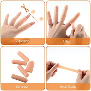 50 Pieces Gel Finger Cots Gel Finger Support Protector Gloves Gel Finger Cover Caps Silicone Finger Sleeves, 40 Pieces Long, 10 Pieces Short (Beige)