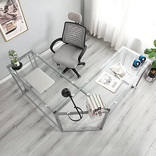 sogesfurniture Computer Glass Desk Large Offic Desk Computer Table Desk Writing Desk, BHUS-UT-096